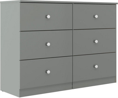 Denver Grey Gloss 6 Drawer Chest Of Drawers Modern Bedroom Furniture Storage - image 1