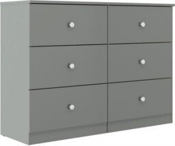 Denver Grey Gloss 6 Drawer Chest Of Drawers Modern Bedroom Furniture Storage