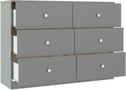 Denver Grey Gloss 6 Drawer Chest Of Drawers Modern Bedroom Furniture Storage - thumbnail 8