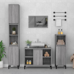 Berkfield 3 Piece Bathroom Furniture Set Grey Sonoma Engineered Wood - thumbnail 1