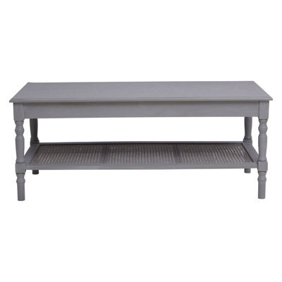 Orsina Traditional Grey Coffee Table, Wood Table For Coffee And Outdoor With Bottom Shelf, Pine Wood Tea Table - image 1