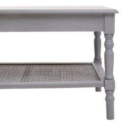 Orsina Traditional Grey Coffee Table, Wood Table For Coffee And Outdoor With Bottom Shelf, Pine Wood Tea Table - thumbnail 4
