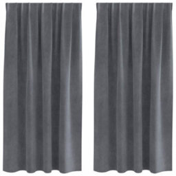 Berkfield Blackout Curtains With Top Tape 2 Pcs Super Light Grey Velvet - thumbnail 2