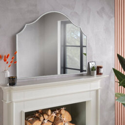 The Online Mirror Shop Overmantel Mirror Arcus Arched Shaped With Silver Metal Frame - H 71Cm X W 94Cm X D 1.5Cm For Living Room, Dining Room