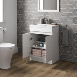 Affine 600mm Freestanding Vanity Unit Basin Sink Bathroom Storage Cabinet Gloss White - thumbnail 3