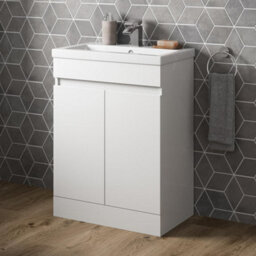 Affine 600mm Freestanding Vanity Unit Basin Sink Bathroom Storage Cabinet Gloss White - thumbnail 2