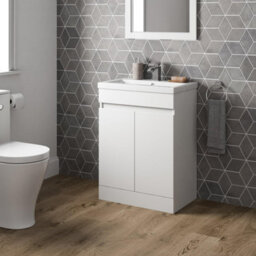 Affine 600mm Freestanding Vanity Unit Basin Sink Bathroom Storage Cabinet Gloss White - thumbnail 4