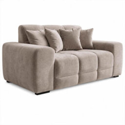 Furnishings For Less UK Jenson Beige 2 Seater Plush Velvet Sofa With Deep Seats - thumbnail 1