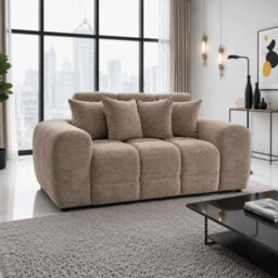 Furnishings For Less UK Jenson Beige 2 Seater Plush Velvet Sofa With Deep Seats - thumbnail 4