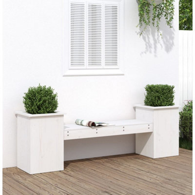 Berkfield Planter Bench White 184.5X39.5X56.5 Cm Solid Wood Pine - image 1