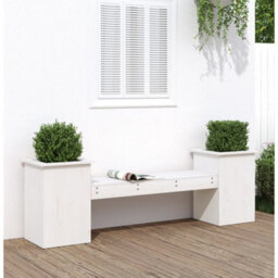 Berkfield Planter Bench White 184.5X39.5X56.5 Cm Solid Wood Pine - thumbnail 1