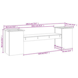 Berkfield Planter Bench White 184.5X39.5X56.5 Cm Solid Wood Pine - thumbnail 9