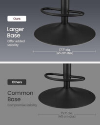 Songmics Set Of 2 Kitchen Seating, Quilted Synthetic Leather Bar Stools, Height Adjustable Swivel, Backrest & Footrest, Ink Black - thumbnail 5