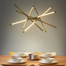 Wyld And Coco Aurora Gold Geometric Led Pendant With Remote Dimmer, W80 X D80 X H100Cm, Integrated Led - thumbnail 2
