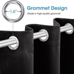 Oxford Homeware Plain Black 230Gsm Blackout Curtain Thermal Insulated Eyelet For Living Room Curtain Pair (W)168Cm X (L)228Cm - thumbnail 5