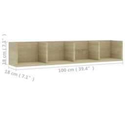 Berkfield Cd Wall Shelf Sonoma Oak 100X18X18 Cm Engineered Wood - thumbnail 6