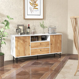Costway Wooden Buffet Cabinet Storage Sideboard Bar Station W/ Sliding Tambour Doors - thumbnail 9