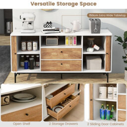 Costway Wooden Buffet Cabinet Storage Sideboard Bar Station W/ Sliding Tambour Doors - thumbnail 4