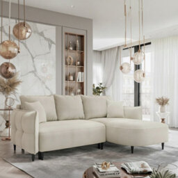 Sycylia Modern Corner Sofa Bed With Sleeping Function Pine Wood Frame Chipboard Structure 244X165Cm Beige Right - thumbnail 2