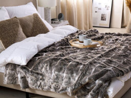 Beliani Blanket Taddart Fabric 180 X 220 Cm Brown - thumbnail 2