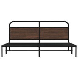 Berkfield Metal Bed Frame Without Mattress Brown Oak 180X200 Cm Super King - thumbnail 5