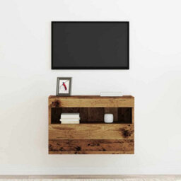 Berkfield Stylish Tv Wall Cabinet With Led Lights Old Wood 60X30X40 Cm - thumbnail 5