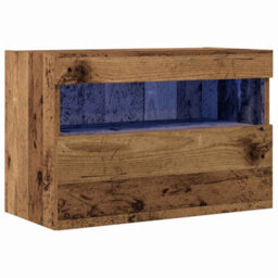 Berkfield Stylish Tv Wall Cabinet With Led Lights Old Wood 60X30X40 Cm