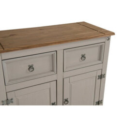 Waxed Solid Pine Sideboard, 2 Door Wooden Storage Dresser Cabinet - thumbnail 4