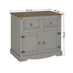 Waxed Solid Pine Sideboard, 2 Door Wooden Storage Dresser Cabinet - thumbnail 2