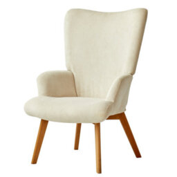 Nordlys Solid Wood And Beige Corduroy Lounge Chair Modern Design Style Living Room - thumbnail 1