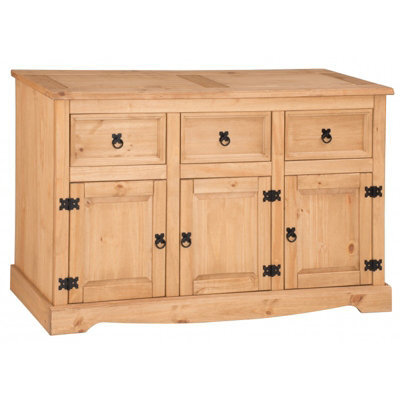 Mercers Furniture Corona 3 Door 3 Drawer Sideboard Solid Wood Pine With Mexican Styling Wooden - image 1
