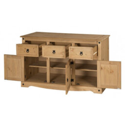 Mercers Furniture Corona 3 Door 3 Drawer Sideboard Solid Wood Pine With Mexican Styling Wooden - thumbnail 2