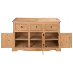 Mercers Furniture Corona 3 Door 3 Drawer Sideboard Solid Wood Pine With Mexican Styling Wooden - thumbnail 3