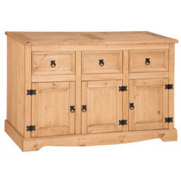 Mercers Furniture Corona 3 Door 3 Drawer Sideboard Solid Wood Pine With Mexican Styling Wooden - thumbnail 1