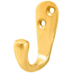 Loops Victorian Oval Single Robe Coat Hook - Wall Mounted Gown Holder Polished Brass - thumbnail 1