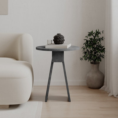 Decortie Chen Modern Round Side End Table 42Cm 2 Legs Multipurpose Retro Grey Living Room H 50Cm - image 1