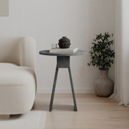 Decortie Chen Modern Round Side End Table 42Cm 2 Legs Multipurpose Retro Grey Living Room H 50Cm - thumbnail 6