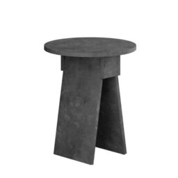 Decortie Chen Modern Round Side End Table 42Cm 2 Legs Multipurpose Retro Grey Living Room H 50Cm - thumbnail 2