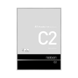 Nielsen C2 Brushed Silver Aluminium Picture Frame A1, 59.4X84.1Cm - With Float Glass And Push/turn Clips