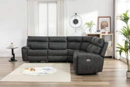 5 Seater Electric Recliners Corner Sofa Set, 105 To 135 Degrees Recliner Padded Sofa - Dark Grey - thumbnail 4