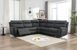 5 Seater Electric Recliners Corner Sofa Set, 105 To 135 Degrees Recliner Padded Sofa - Dark Grey - thumbnail 3