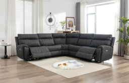 5 Seater Electric Recliners Corner Sofa Set, 105 To 135 Degrees Recliner Padded Sofa - Dark Grey - thumbnail 1