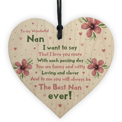 Red Ocean Special Gift For Nan Wooden Heart Nan Birthday Gift Grandparent Plaque Love Sign Keepsake - image 1