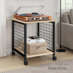 Tectake Bedside Table Gary - Industrial Style, 2 Shelves, Swivel Castors, 40 X 40 X 48 Cm - Industrial Wood Light, Oak Sonoma - thumbnail 7