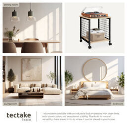 Tectake Bedside Table Gary - Industrial Style, 2 Shelves, Swivel Castors, 40 X 40 X 48 Cm - Industrial Wood Light, Oak Sonoma - thumbnail 5