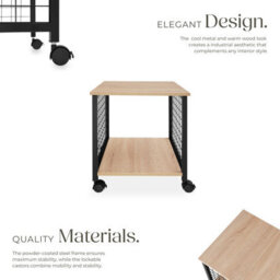 Tectake Bedside Table Gary - Industrial Style, 2 Shelves, Swivel Castors, 40 X 40 X 48 Cm - Industrial Wood Light, Oak Sonoma - thumbnail 3