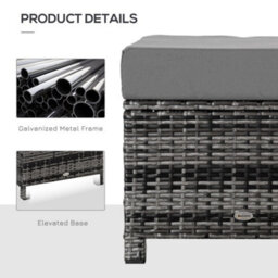 Wyld Haus Kadone Halu Rattan-Style Grey Square Outdoor Footstool With Cushioned Top, L50 X D50 X H35Cm - thumbnail 8
