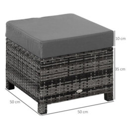 Wyld Haus Kadone Halu Rattan-Style Grey Square Outdoor Footstool With Cushioned Top, L50 X D50 X H35Cm - thumbnail 4