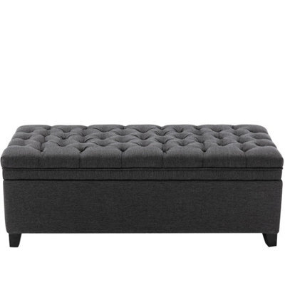 Ottoman Pouffe Storage Box Hallway Shoes Footstool 2 Seater Bench Padded Seat - image 1