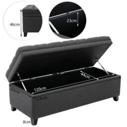 Ottoman Pouffe Storage Box Hallway Shoes Footstool 2 Seater Bench Padded Seat - thumbnail 2